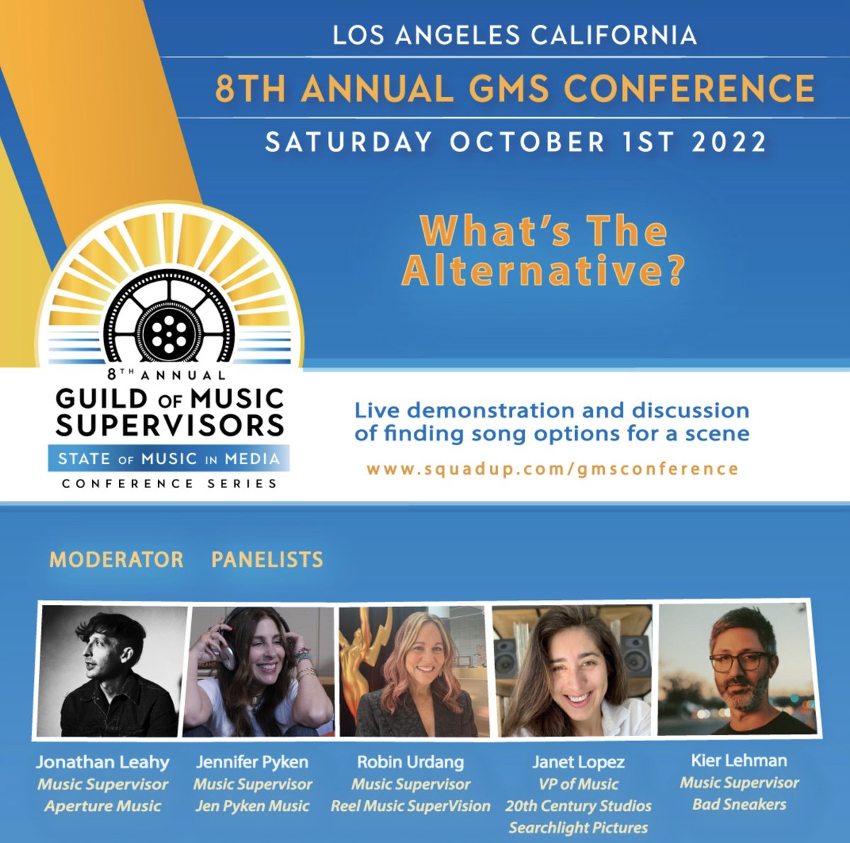 jacquieslucky's tweet photo. Reposting - Compelling panels happening at #GuildofMusicSupervisors Conference on 10/1!
Interested in learning more about what music supervisors do to find song options for a scene? Check out “What’s The Alternative?”
https://t.co/nuQeA9S2ed
#GMSConference https://t.co/1d5BQC572d