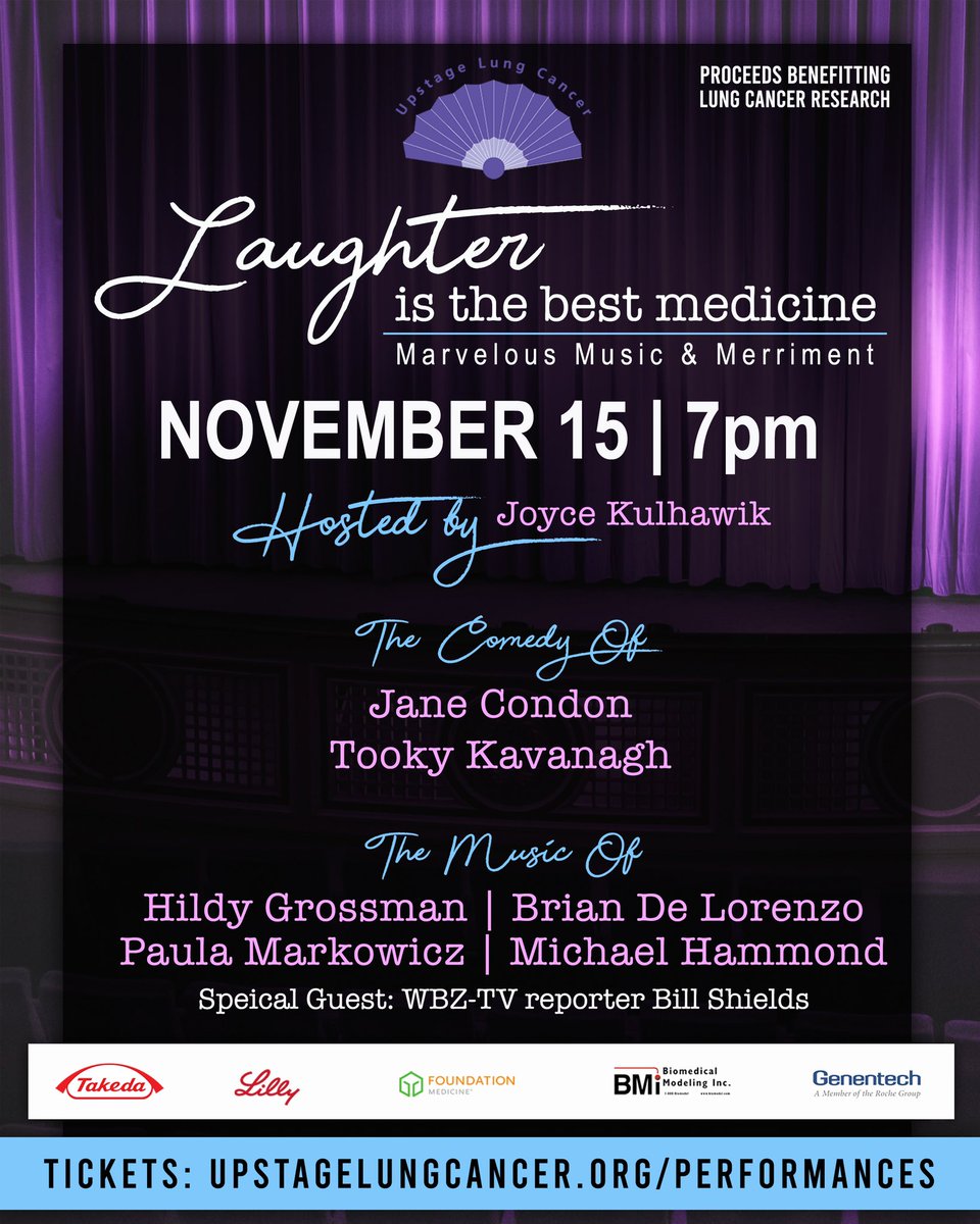 Upstage Lung Cancer (@upstagelungcanc) on Twitter photo Announcing our upcoming event at the <a href="/MosesianArts/">MosesianArts</a> on Nov 15! Laughter Is The Best Medicine, Marvelous Music & Merriment will be hosted by <a href="/JoyceKulhawik/">Joyce Kulhawik</a> & will bring you the comedy of <a href="/janecondon/">Jane Condon</a> & Tooky Kavanagh + some amazing performances! 🎟 Tickets: bit.ly/3RgU4QR Announcing our upcoming event at the <a href="/MosesianArts/">MosesianArts</a> on Nov 15! Laughter Is The Best Medicine, Marvelous Music & Merriment will be hosted by <a href="/JoyceKulhawik/">Joyce Kulhawik</a> & will bring you the comedy of <a href="/janecondon/">Jane Condon</a> & Tooky Kavanagh + some amazing performances! 🎟 Tickets: bit.ly/3RgU4QR