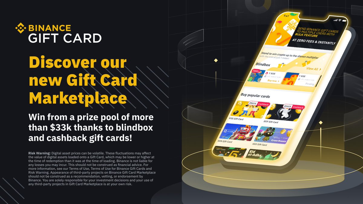 Explore our new #Binance Gift Card Marketplace, which introduces 3 new features:
 
🔸 Fixed-Denomination Gift Cards
🔸 Cashback Gift Cards
🔸 Blindbox Gift Cards
 
Find out more ➡️ binance.com/en/blog/gift-c…