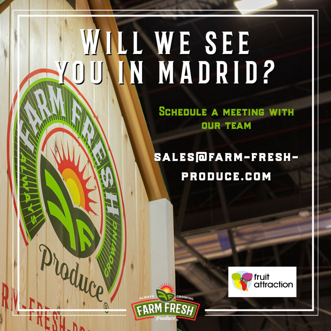 FarmFreshTweets's tweet photo. We are so excited to be at @FruitAttraction once again 👏🏼👏🏼 

Stop by our booth #10C03 or contact us for an appointment 🍠🍠🍠 https://t.co/JxBr7CBJQS