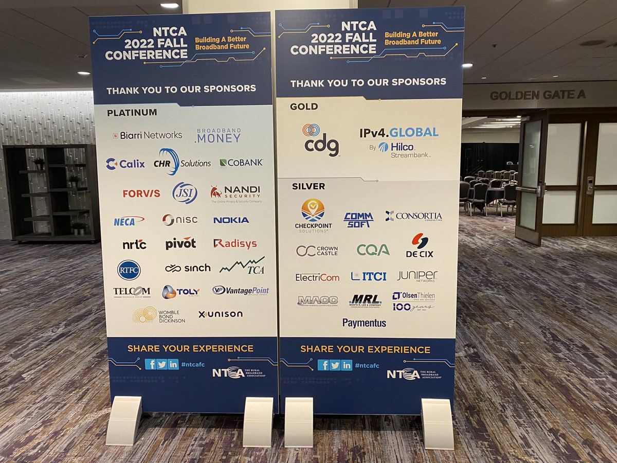 Excited to be sponsoring the @NTCAconnect Fall Conference. Look forward to thought provoking discussions and making new connections. Come see us today at the Networking Reception. #ruralbroadband #cybersecurity #connectedhome