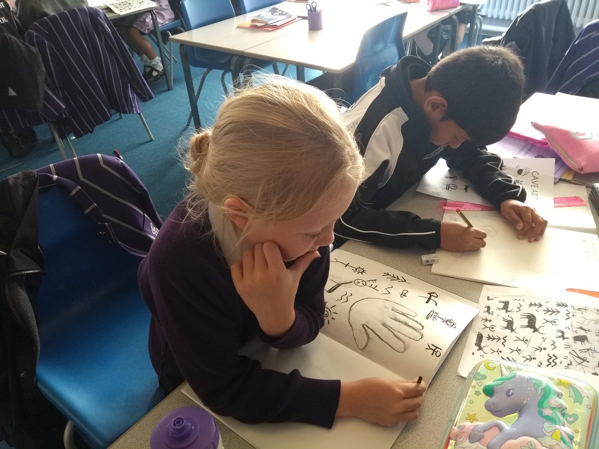 Prep 3 are becoming Stone Age artists. They are loving their cave art! #EPSInspire