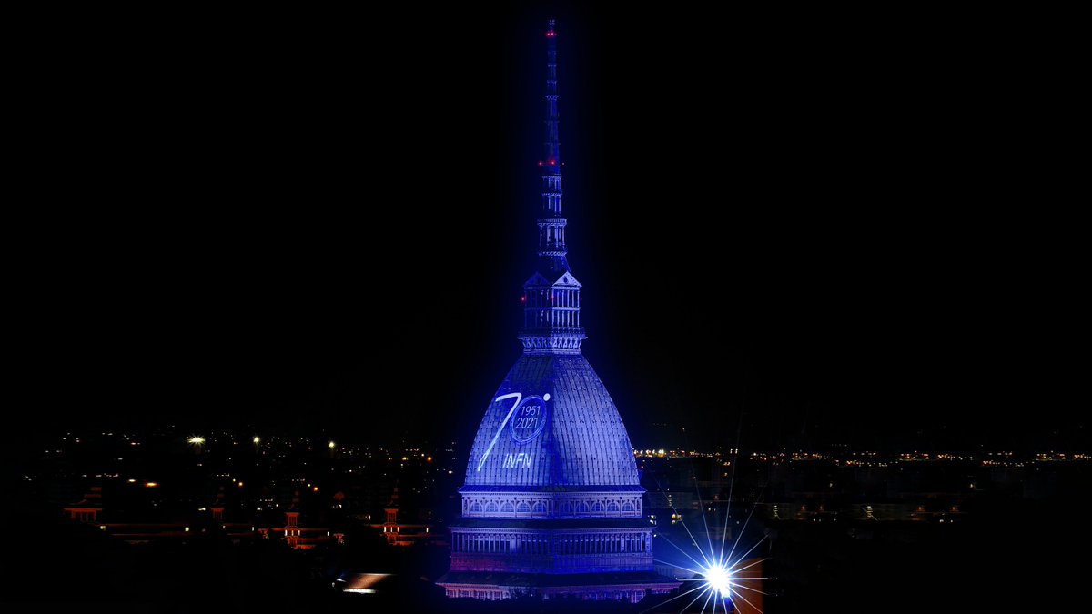 INFN_'s tweet photo. Questa sera a Torino, la Mole Antonelliana si illumina con i colori dei 70 anni dell'INFN per celebrare una lunga storia di fisica all'insegna dell'eccellenza. #INFN70 https://t.co/fiRlvXxEdv