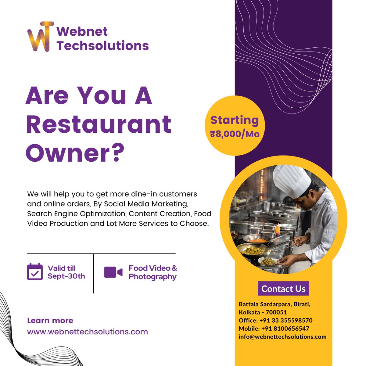 Webnet2022's tweet image. Restaurant marketing services of Webnet Techsolutions plays an important role in generating more Dine-in and revenue for your restaurant. Our services Can help you to grow your business in Many different Ways.

Want to Know How? Then Contact Us 
@ webnettechsolutions.com/socialmediamar…

#8K
