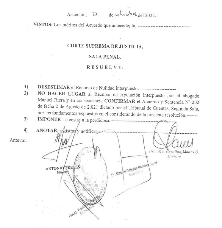 sedecopy's tweet photo. PODER JUDICIAL CONFIRMA RESOLUCIÓN SEDECO.

La Corte Suprema de Justicia (CSJ) según Acuerdo y Sentencia N° 640 de fecha 20 de setiembre de 2022 confirma la Resolución SDCU N° 23/2020 “POR LA CUAL SE DA POR CONCLUIDO EL SUMARIO ADMINISTRATIVO DE OFICIO CARATULADO “TELEFONÍCA https://t.co/VOI3FfMCxO