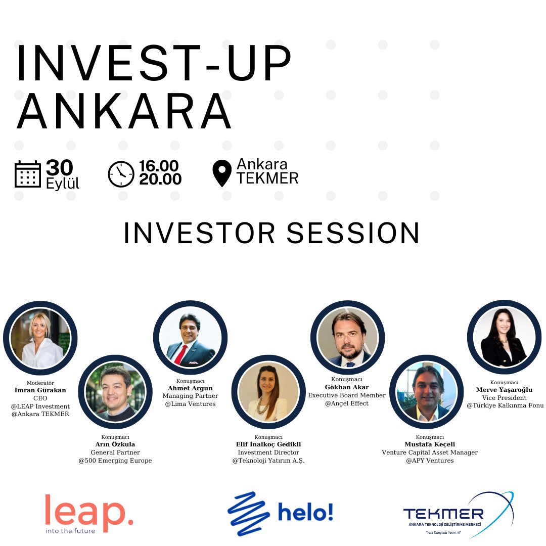 📣Invest-Up Ankara’da Türkiye’nin önde gelen yatırımcıları, girişimciler ile buluşuyor! @imrangurakan'ın moderatörlüğünde, @arinozkula, Ahmet Argun, @ecinalkoc, @gokhanakarr, @MstfKeceli ve @merveyasaroglu_, yatırım dünyasındaki son gelişmeleri ve içgörüleri paylaşacak✌🏼