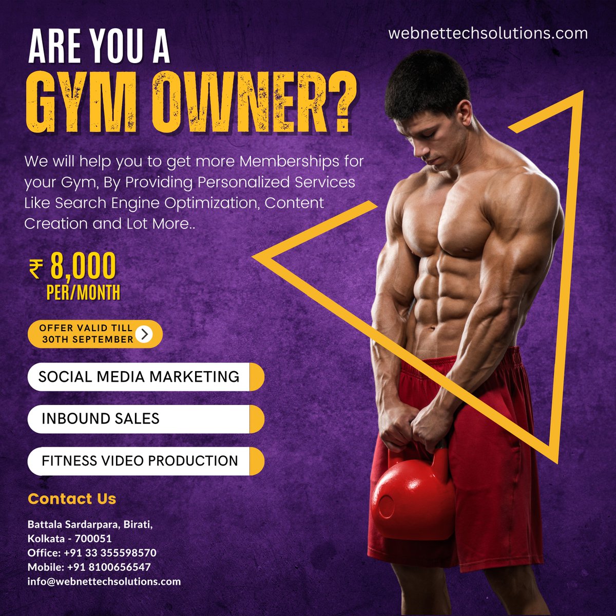 Webnet2022's tweet image. Webnet Techsolutions is the best gym marketing solution. We have a team of certified, trained and passionate marketing professionals who offer the most effective solutions and strategies to promote your membership based business

Contact us @
webnettechsolutions.com/copy-of-social…

#8k