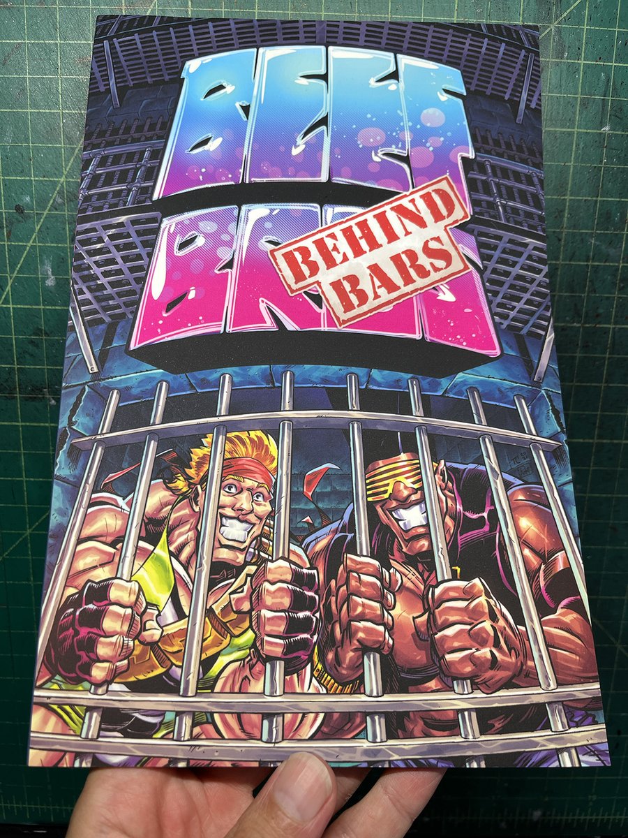 BEEF BROS BEHIND BARS original art has dropped!  BIG BEEFY pages are ready to adorn your walls!  Also, I have a very limited supply of the hard to find books available signed and remarqued!  Get yours today: tyrellcannon.com/shop