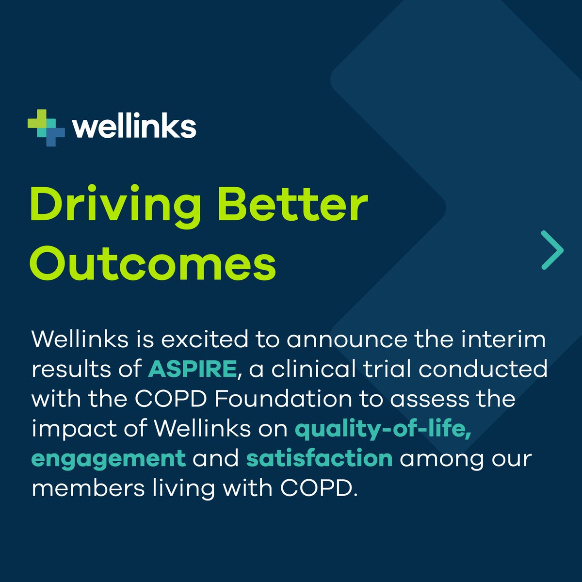 WellinksHealth's tweet photo. Last month we announced the interim results of ASPIRE. The trial has now closed and our teams are hard at work analyzing the full results. Learn more and sign up to be the first to receive them here: https://t.co/IUmmz5k3WH

#COPD #BreatheFreely #LiveFully #Wellinks https://t.co/kZXY3lzEoA