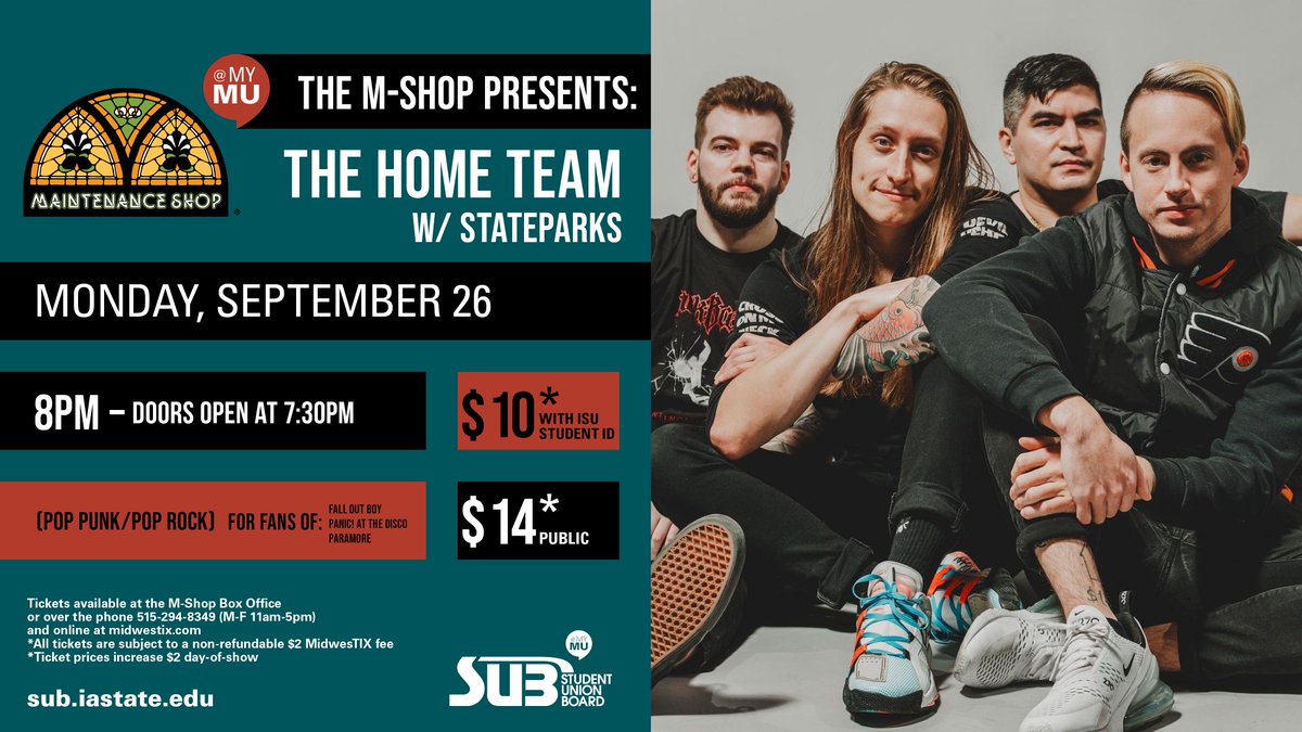 Tickets are moving fast for tonight's show with <a href="/TheHomeTeamNW/">The 🇵🇸FREE PALESTINE🇵🇸 Team 🏡</a>  and <a href="/StateparksBand/">Stateparks (“CLARITY” OUT NOW)</a>! Get yours now: tickets.midwestix.com/event/hometeam…