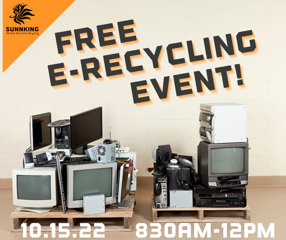 Sunnking's tweet image. ⌚ Next month we will hold our last event for Monroe County.
📝Don&apos;t forget to register!

📍 Monroe Community College 
🔗 sunnking.com/events
-
#erecycle #sunnking #freeevent #ewaste #tech #mcc #henrietta #roc #tv #phones #tablets #computers #recycleny