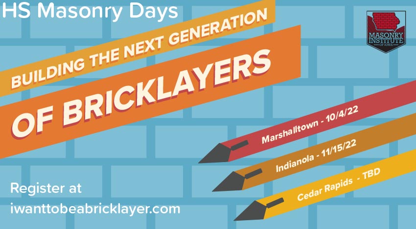 BricklayerIA's tweet photo. We have two HS Masonry Days coming up and will be planning a third one in Cedar Rapids for next spring. Learn more at https://t.co/dJQEXSfsfW. https://t.co/Hqgt72blgJ