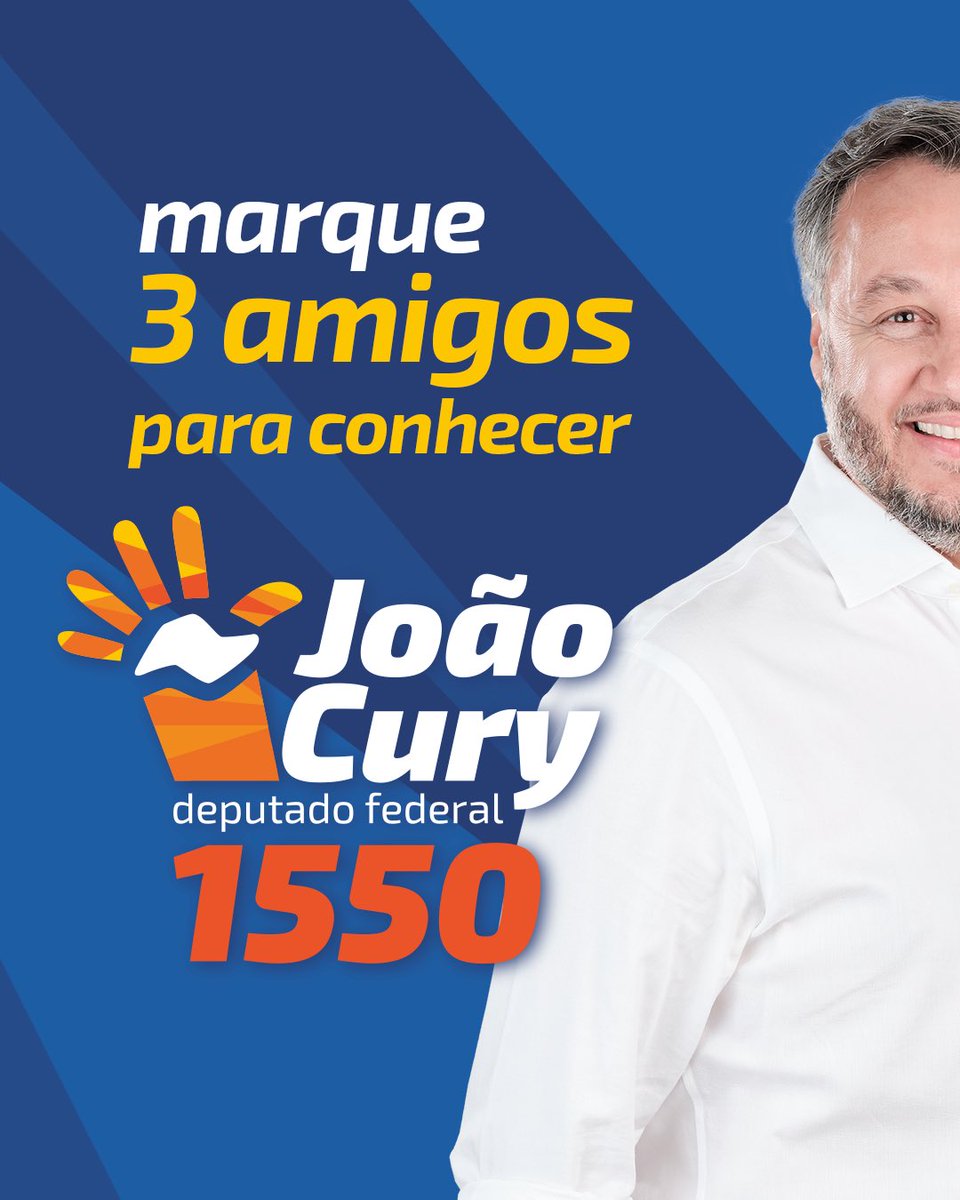 JoaoCurySP's tweet photo. Marque 3 amigos para conhecerem mais sobre mim e minhas propostas.

Estamos chegando na reta final. 
Vote João Cury deputado federal 1️⃣5️⃣5️⃣0️⃣✅

Tamo junto!

#JoãoCury #Avanco #sp #Saopaulo #eleicoes2022 https://t.co/V9Q24lFnTu