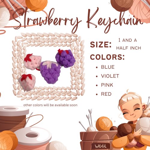 jccrochetlab's tweet photo. You want some sweetness in your life? We can make you sweet strawberries belonging to our Miniature Collection. ♡

Featured Product: Strawberry Keychain
Price: Php 50
Size: 1 1/2 inch
Colors: Blue, Violet, Pink, and Red

Available for custom requests, just send a direct message! https://t.co/w7cyAcoSd0