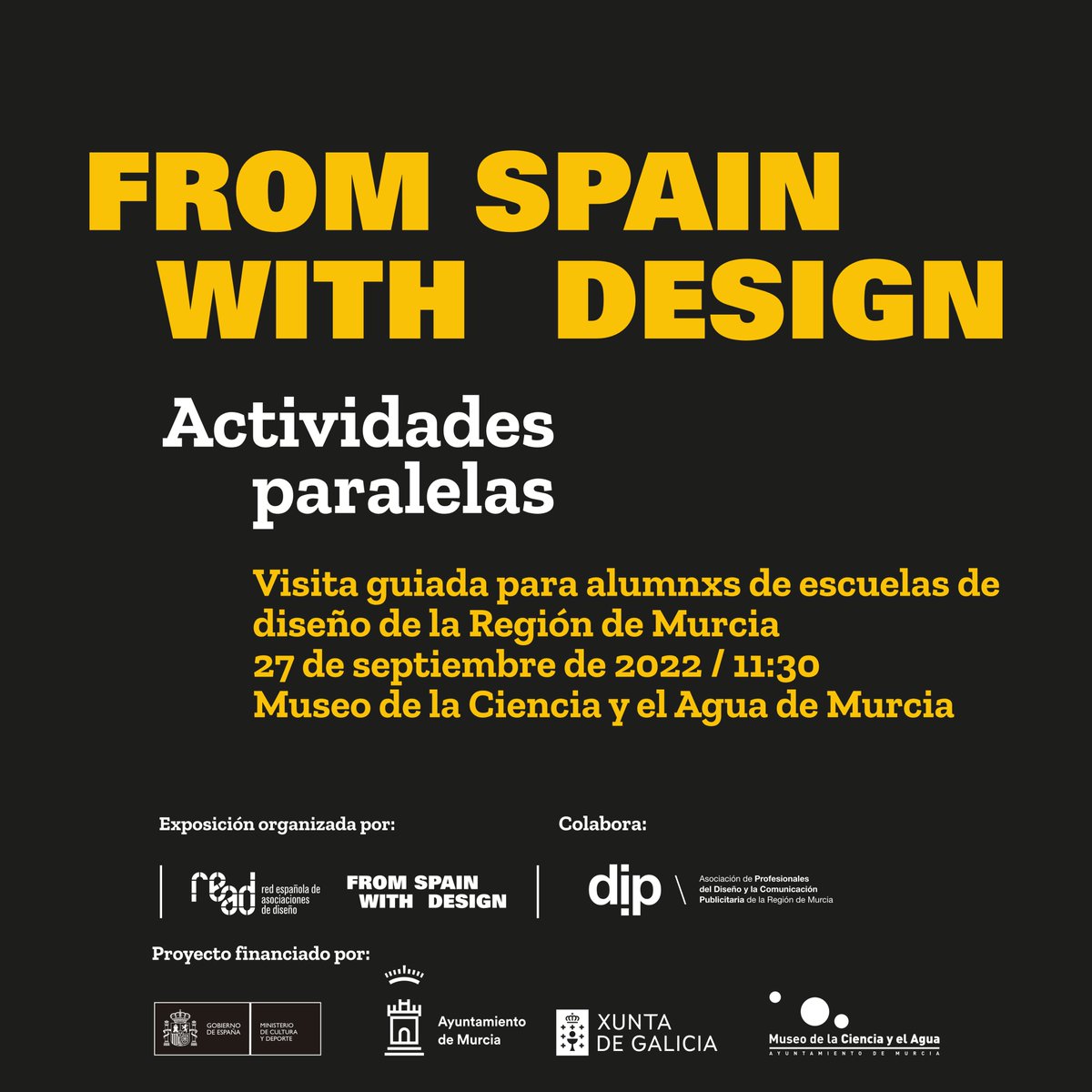 Foro_READ's tweet photo. 🔴Mañana 27 de septiembre a las 11:30h, visita en directo de FSWD en nuestro canal de Instagram desde el @Museociencia de #Murcia.🔴 Será a las 11.30 horas, como cierre de la Exposición “From Spain with Design.Identidad y Territorio”. 👉https://t.co/QUnOALbJrK https://t.co/gElHaE7t6j