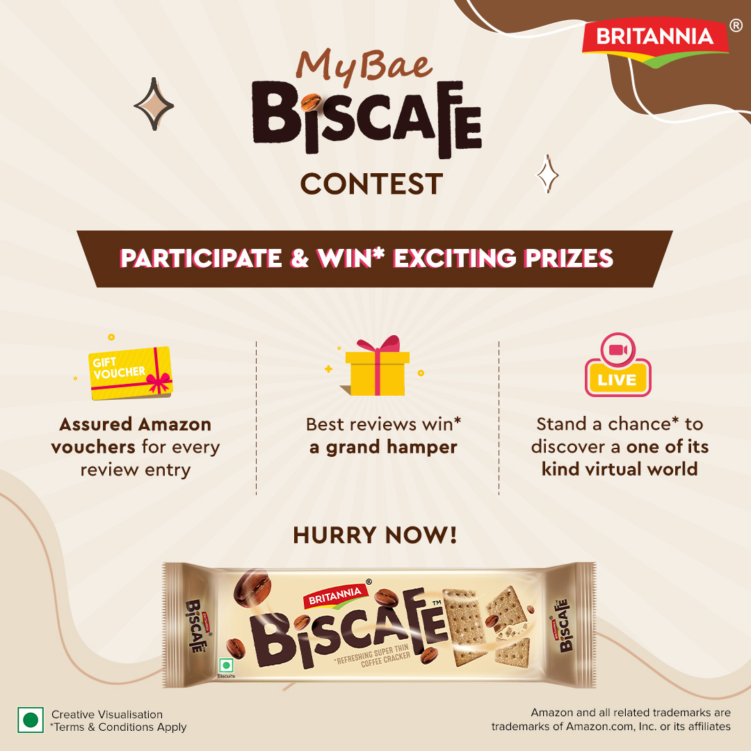 BritSnackInc's tweet photo. Participate in the #MyBaeBiscafe contest by trying the all-new Biscafe and sharing your review. Tag @BritSnackInc  &amp; use the #MyBaeBisCafe to register your entry.

For detailed terms and conditions visit - https://t.co/fndztYKepQ
#MyBaeBisCafe #contestalert #BisCafe #Britannia https://t.co/BnnxsPPJty