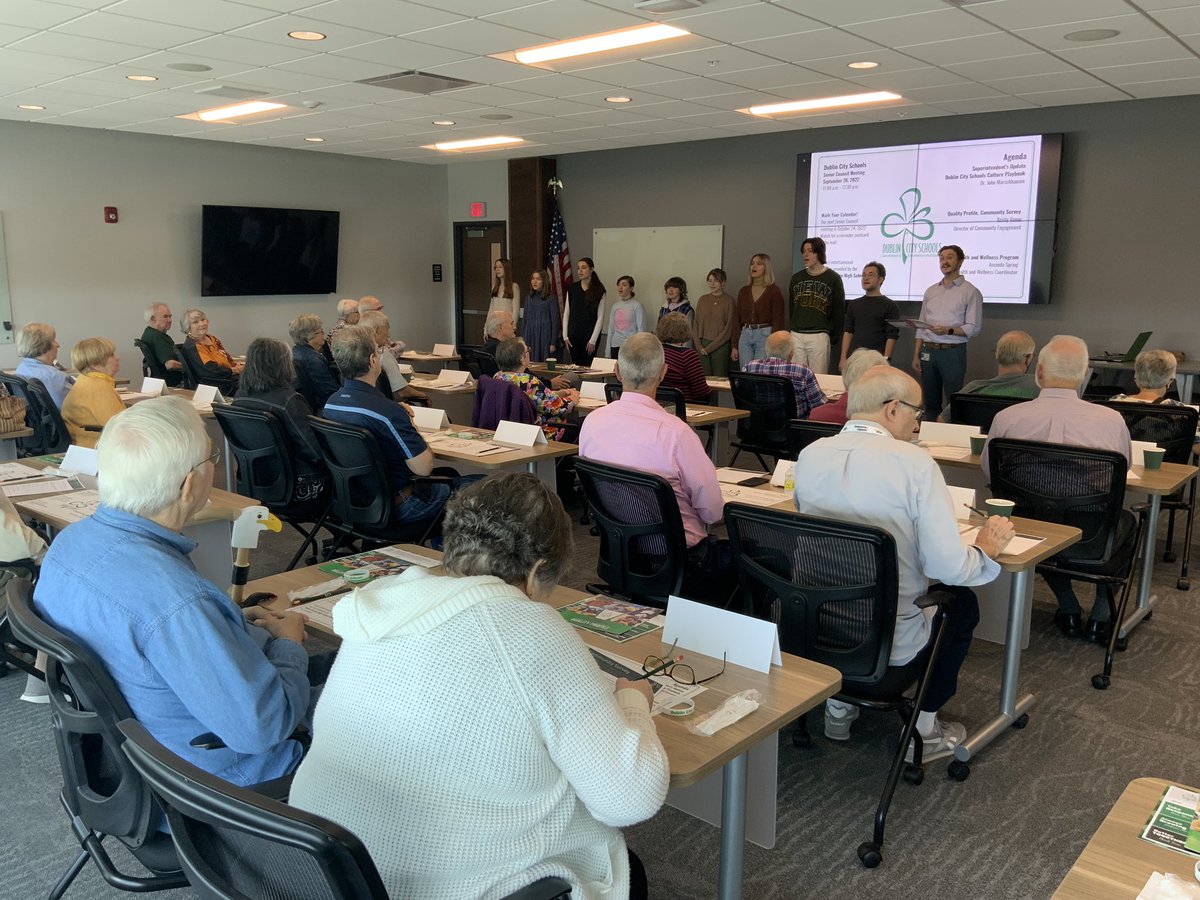 DublinSchools's tweet photo. Thank you to the Chamber Ensemble from @dublinjeromehs for providing the entertainment for today’s Senior Council. #BetterTogetherDCS https://t.co/wtnT0U4vYy