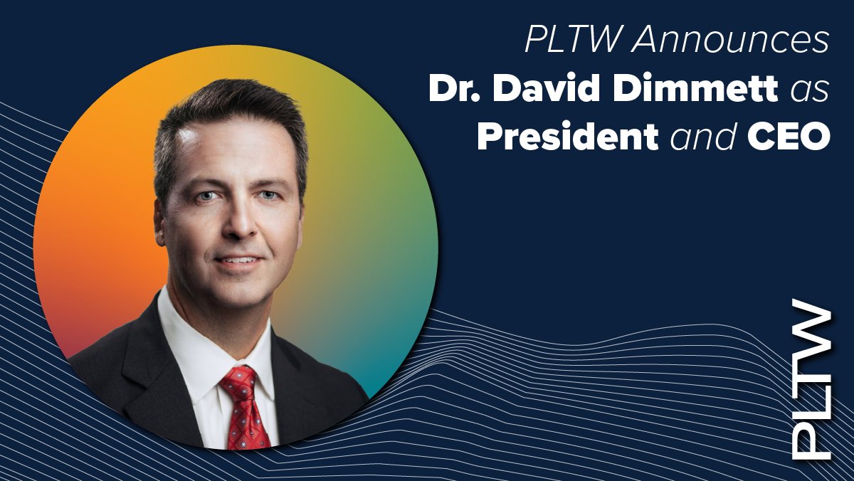 PLTW is excited to announce the appointment of Dr. David Dimmett as the organization’s next President and Chief Executive Officer (CEO)! Join us in celebrating this announcement and read the full press release here: bit.ly/3SwoLmb #PLTWProud