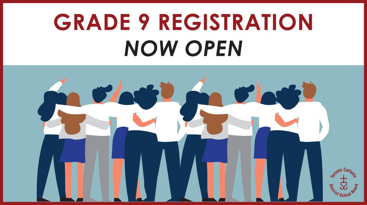Registration for Grade 9 begins today! 

#TCDSB High School Open Houses give students and families a chance to learn about secondary courses and programs. 
 
Open House Schedule ↪️ bit.ly/3riuPmR
Grade 9 Registration ↪️ bit.ly/3Sf0vVY