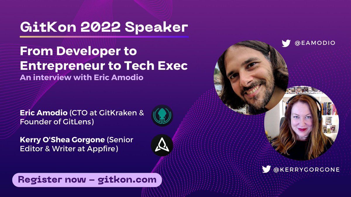 GitKraken's tweet photo. Don’t miss @eamodio’s #GitKon session were @KerryGorgone will interview him about his journey from developer ➡️ entrepreneur ➡️ tech executive. 💥

Register now: https://t.co/D9EbAd4ilw
Oct 11-13 | FREE https://t.co/RPZRKKj25B