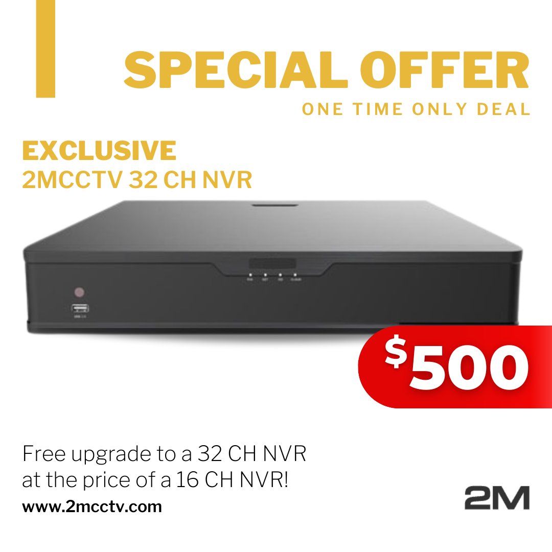 2mcctv's tweet image. Get a 32ch NVR for the price of a 16ch NVR!

Take advantage of our latest #securitydeal and give us a call now at 877-926-2288 or email at sales@2mcctv.com.

#security #surveillance #cctv #nvr #videosurveillance #homesecurity #securitysystem #securitysolution