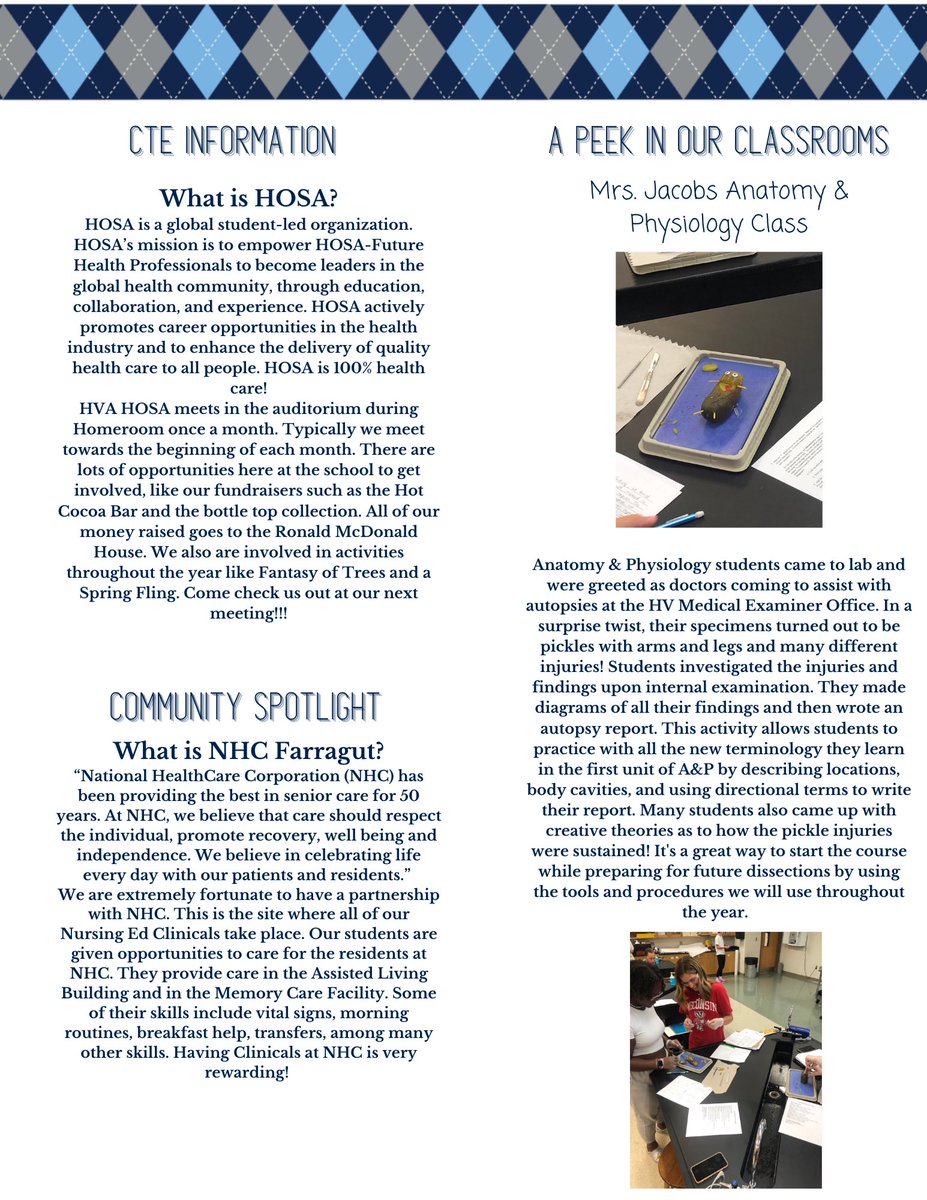 Our very first Health Science Newsletter was sent out last week! In case you missed it, we decided to share it on Twitter too. We are so excited to be able to share what’s happening in Health Science each month with you! <a href="/HVAGresham/">Bevin Gresham</a>