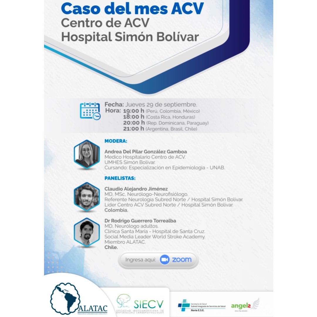 CAlejandroneuro's tweet photo. Caso del mes ACV

Nuestro Centro de ACV inicia una etapa muy genial con el “caso del mes”

Con grandes colegas como @ALATACV y la @SIECV2016 
Juntos promovemos el conocimiento y luchamos contra el ACV

Link inscripción:
https://t.co/hyNkiLgqMX

@SubRedNorte @SectorSalud https://t.co/lxRUpQhd0s