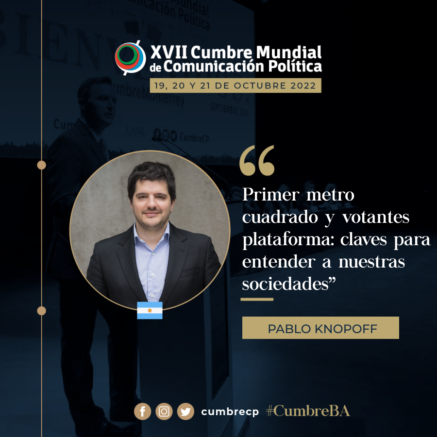 "PRIMER METRO CUADRADO Y VOTANTES PLATAFORMA: claves para entender a nuestras sociedades" 🗳️
Será la conferencia <a href="/PabloKnopoff/">Pablo Knopoff</a>, presente en #CumbreBA este 19, 20 y 21 de octubre en la Universidad Católica Argentina 🇦🇷🧉
¡No te lo podes perdes!
cumbrecp.com