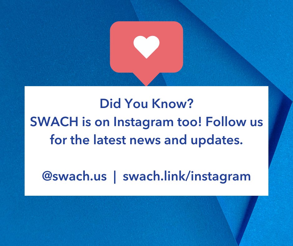 SWACH_ORG's tweet image. ICYMI: SWACH is on Instagram! Give us a follow and get the latest news and updates from our organization. Learn what we are working on, and see highlights from our partners. Learn more at swach.link/instagram.