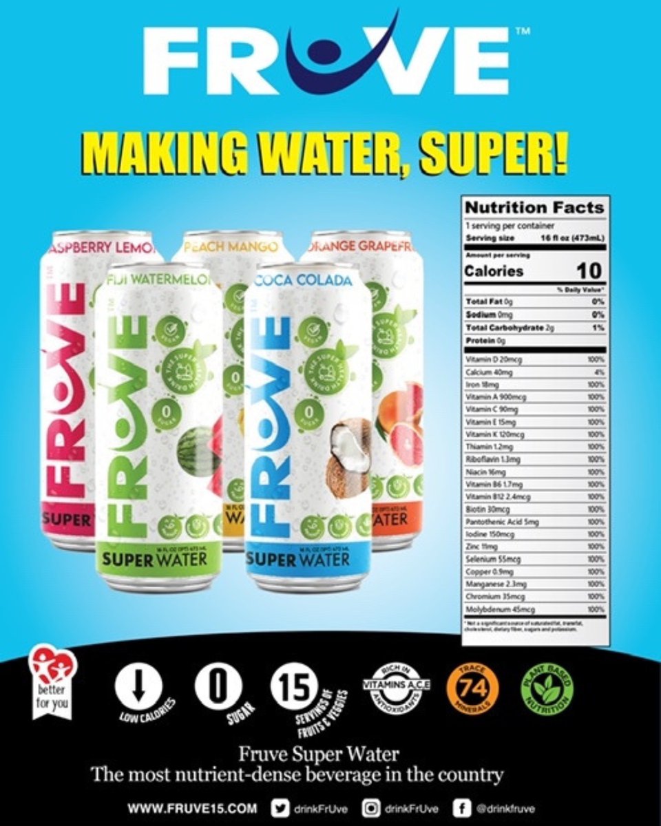 drinkfruve's tweet photo. FrUVE SUPER WATER NOW IN CANS!
Get more hydration, and be healthier than ever before!
Where to buy? Visit our website👇
https://t.co/4zAXZmb7uR (Link in bio!)
#FrUve #DrinkFrUve #JoinTheFrUvement #FrUveSuperjuice https://t.co/xMm92WfsNx