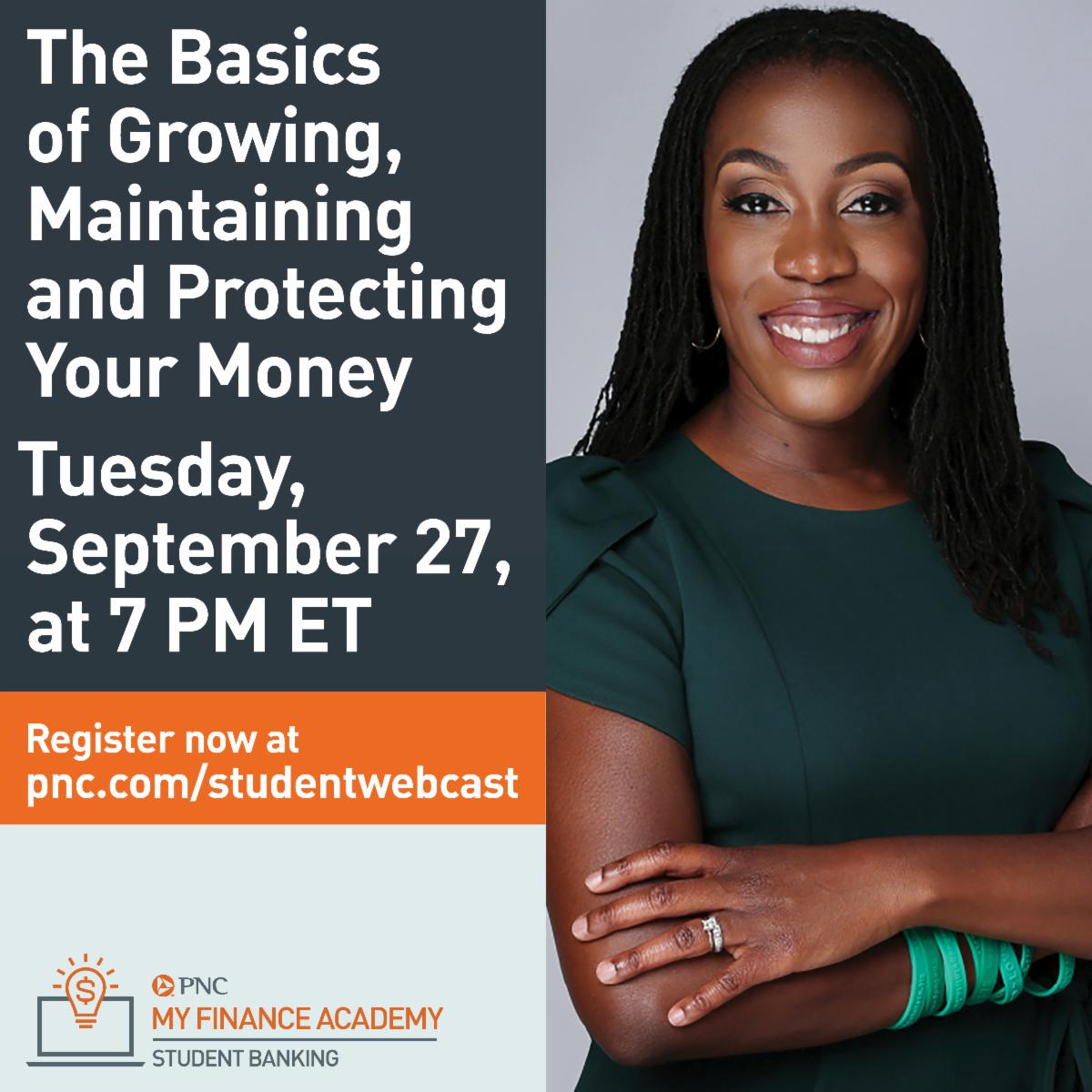 PNC is offering a free webinar tomorrow at 7pm on the Basics of Growing, Maintaining, and Protecting your Money. Hear tips from Tiffany Aliche on investing, saving, budgeting, and managing your credit wisely. 💰 Register now at conta.cc/3UGTxun
