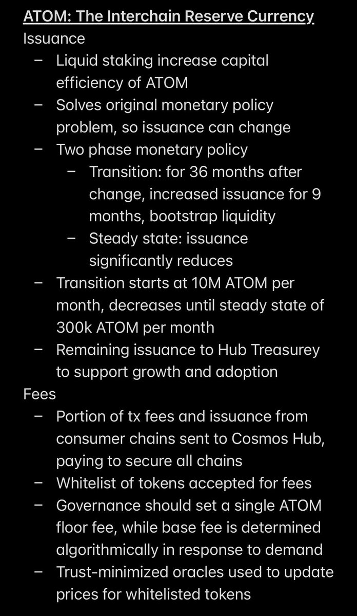 internbrah's tweet image. Intern notes on Cosmos’ new 27 page whitepaper 

TL;DR 
- Secure economic scaling ⛓
- $ATOM as reserve currency 🏦
- New economic engine 📈

Definitely worth a read! 

(1/2)