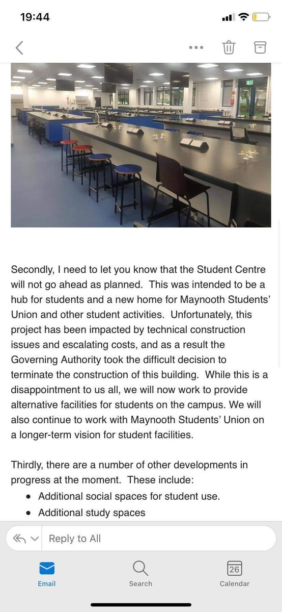katie_deegan_'s tweet photo. Disregard for the democratic process 
Waste of millions of euro 
Ignoring the students voice

@MaynoothUni decided to pull the plug on the new SU building despite collecting millions of students money

This is a dangerous precedent a democratic vote cannot be overturned like this https://t.co/alD94dNjrQ
