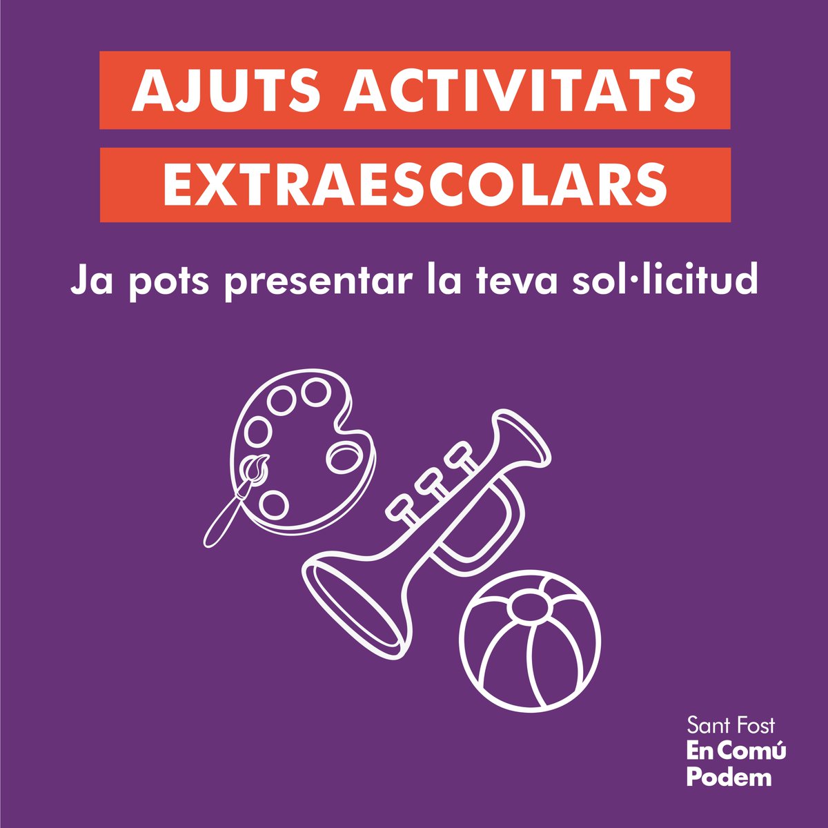santfostecp's tweet photo. ❗️Ja pots sol·licitar els Ajuts per activitats extraescolars per fomentar la pràctica d'esports i activitats culturals al municipi

🏈 L'ajut consisteix en el pagament del 50% del cost de l'activitat i s'ha treballat des de la Regidoria de Drets Socials amb el regidor @marfil92 https://t.co/hmWCwnXeYA