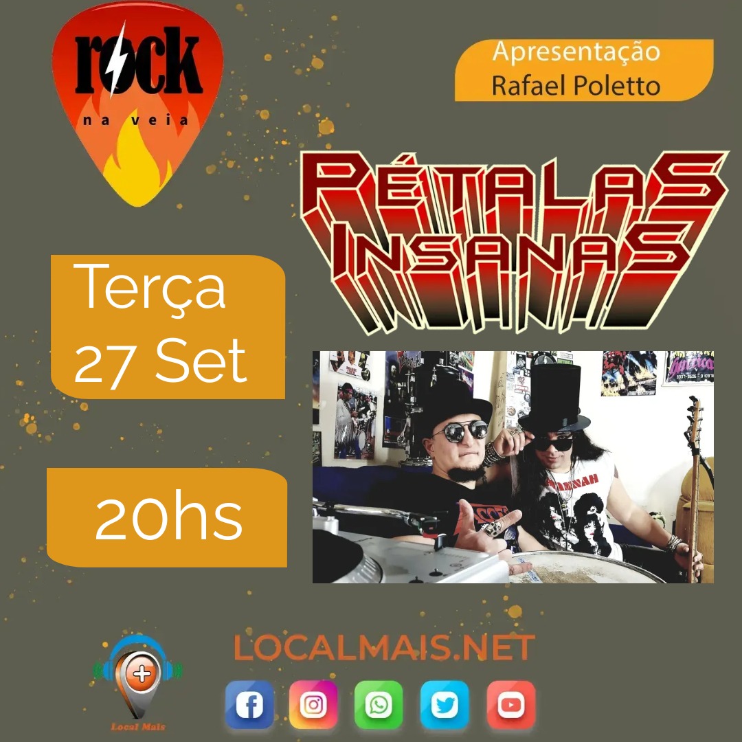 PetalasInsanas's tweet photo. AMANHÃ!!!
Teremos o prazer de participar do @programarocknaveia, com o grande @rafapoletto.
Vamos falar sobre o lançamento do nosso primeiro álbum e mais histórias!!!
A partir das 20h, nas redes da Rádio @localmais!!!
#PétalasInsanas #ProgramaRockNaVeia #RádioLocalMais https://t.co/JUyANtQee9