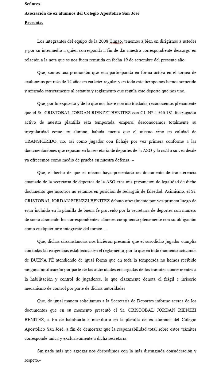 A la Opinión publica y las opiniones mal intencionadas: 
Para que se interioricen un poquito de nuestro caso.
- La promo 2008B jamas avalará ningún tipo de fraude en el torneo de Ex Alumnos .
- Siempre actuamos de buena Fe. 
- Fallaron los mecanismos de control del Exa.