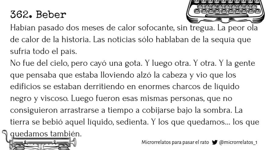 microrrelatos_1's tweet photo. 362. Beber 📖 #microrrelato
#septiembre #relato #literatura #ficcion #microcuento #leer #lectura #cuento #twitteratura #relatocorto #terror #miedo #relatoterror https://t.co/xnXSt1USEm