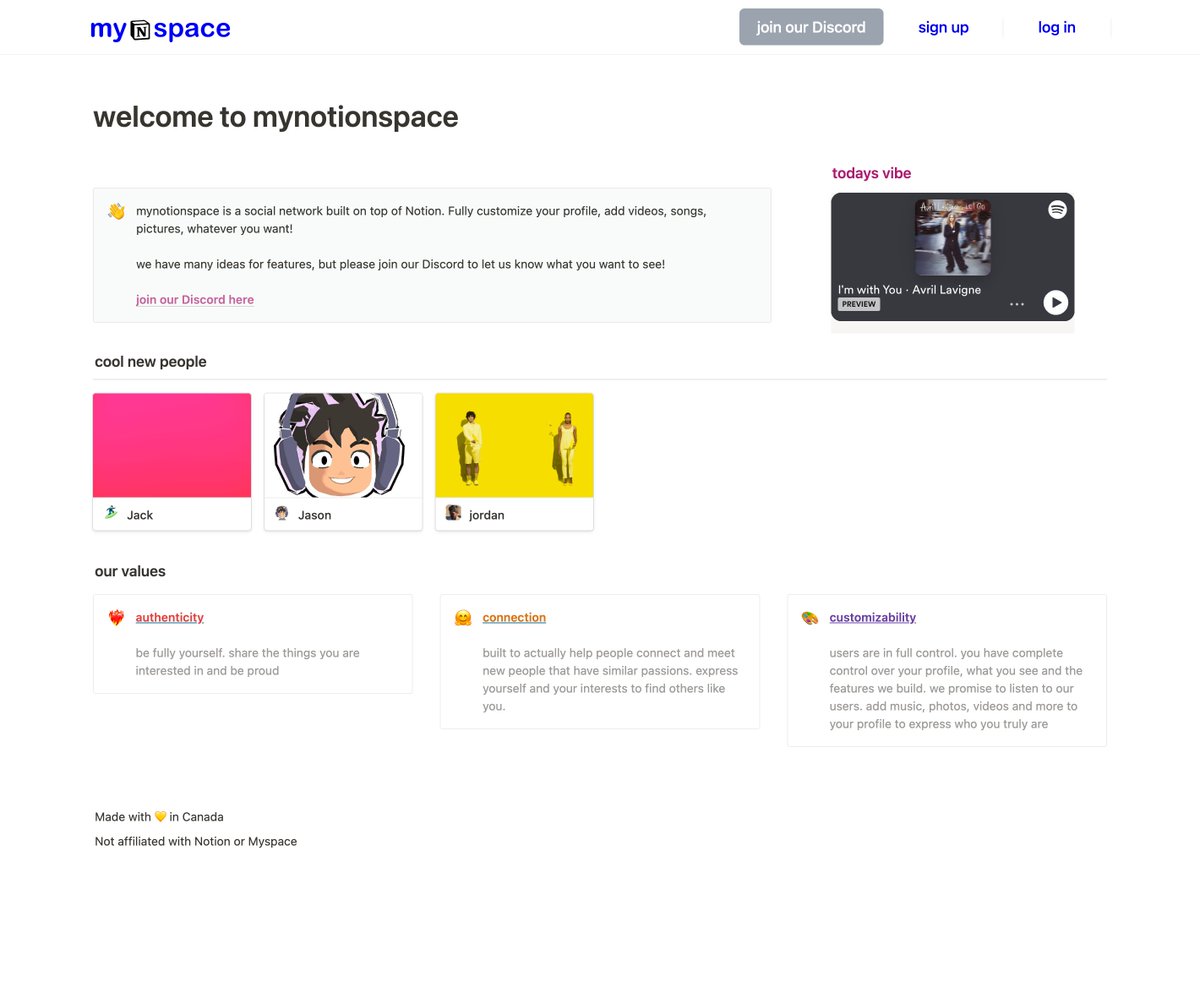Duplicate our Notion template, customize it however you want and have it show up on our social network built on top of Notion! Supports every Notion widget and many more features coming soon. Join our Discord