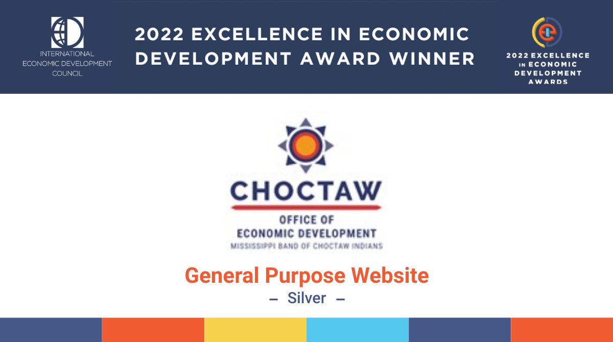 We're excited to announce that the MBCI Economic Development website won a Silver award at this year’s 
<a href="/IEDCtweets/">IEDC</a> Awards! These awards recognize exemplary economic development marketing campaigns and programs. <a href="/lahipp/">Laura Hipp Mayer</a> <a href="/sidsalter/">Sid Salter</a> 
mschoctawbusiness.com/2022/09/chocta…
