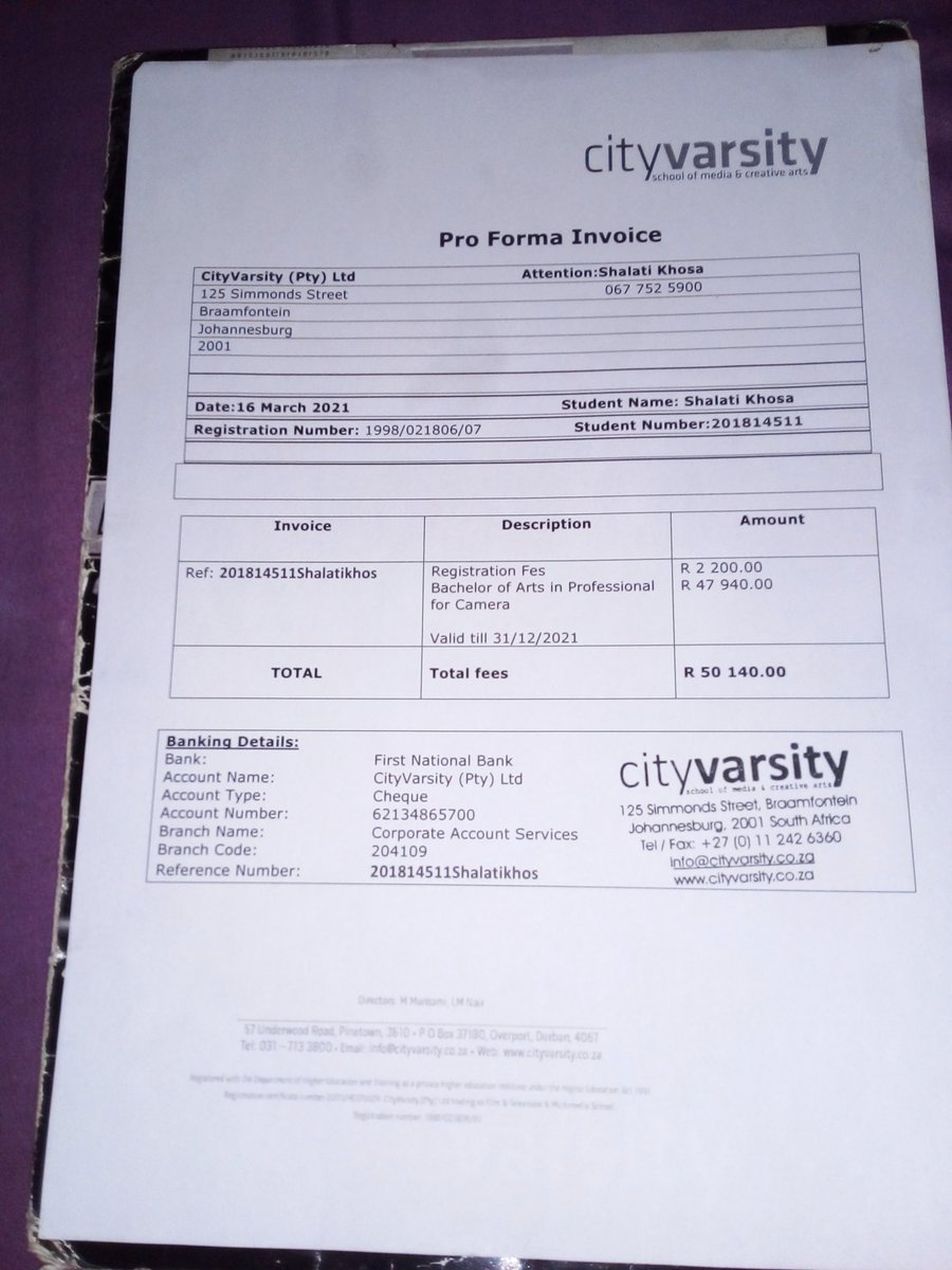 SGFlaco2's tweet photo. @MasilelaSikwala Proof of quotation fees and registration fee before I dropped out of school on My final year 2021 https://t.co/9gGXB3xvLi