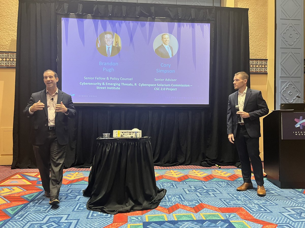 Brandon_J_Pugh's tweet photo. Awesome time speaking at @InfoSec_World with @corysimpsonwv on #DataSecurity and #ADPPA at @WaltDisneyWorld. Strong interest by cyber practitioners in privacy! Thanks @cyberriskall for having us. #InfoSecWorld2022 @RSI https://t.co/kUO87gdH12