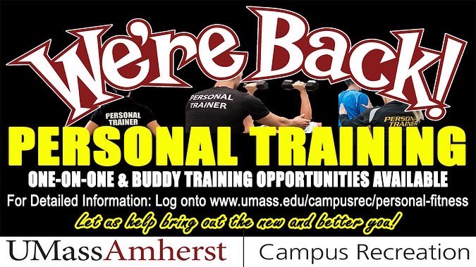 UMass_CampusRec's tweet photo. Start off the semester strong💪
Check out our personal training and nutrition programs with the best student advisors on campus! 
To learn more click the link in our bio https://t.co/xD2N4SQqym