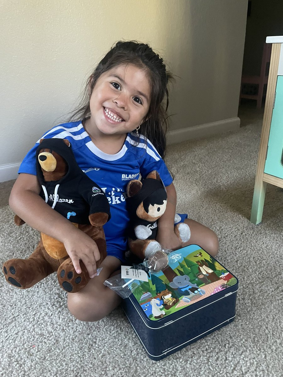 My future trailblazer was so happy to receive her swag from DF22! #futuretrailblazer #DF22