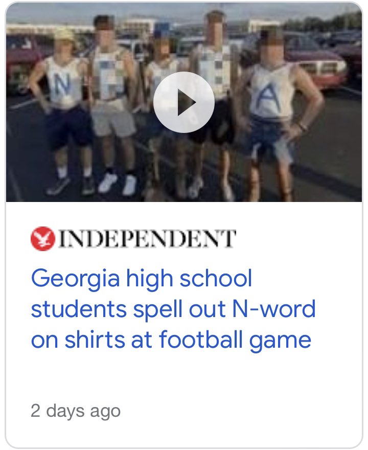JustMeDigi's tweet photo. RACISM: 5 anti-Black racist European-American students at #WestLaurens High School in #Georgia spelt out the N-word on shirts at a football game to taunt the Black🇺🇸 people in attendance. #StopBlackHate #AntiBlackRacism #whiteSupremacy
#FBAnew📰
#FBAreport 🗞
#FBA ✊🏽🇺🇸 https://t.co/iYvkvrxcls