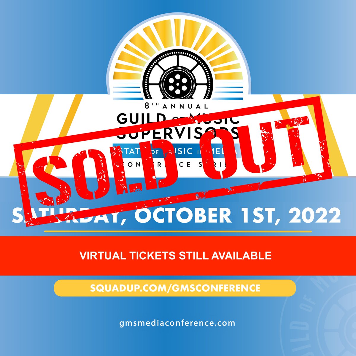 guildofmusic's tweet photo. IT HAPPENED! IN PERSON TICKETS ARE SOLD OUT!
Virtual Tickets are still available, get yours ASAP:
https://t.co/MZYYnLnVPM
Can't believe we all see each other THIS SATURDAY at the #GMSConference 🤩 https://t.co/J2F0HtZoa8