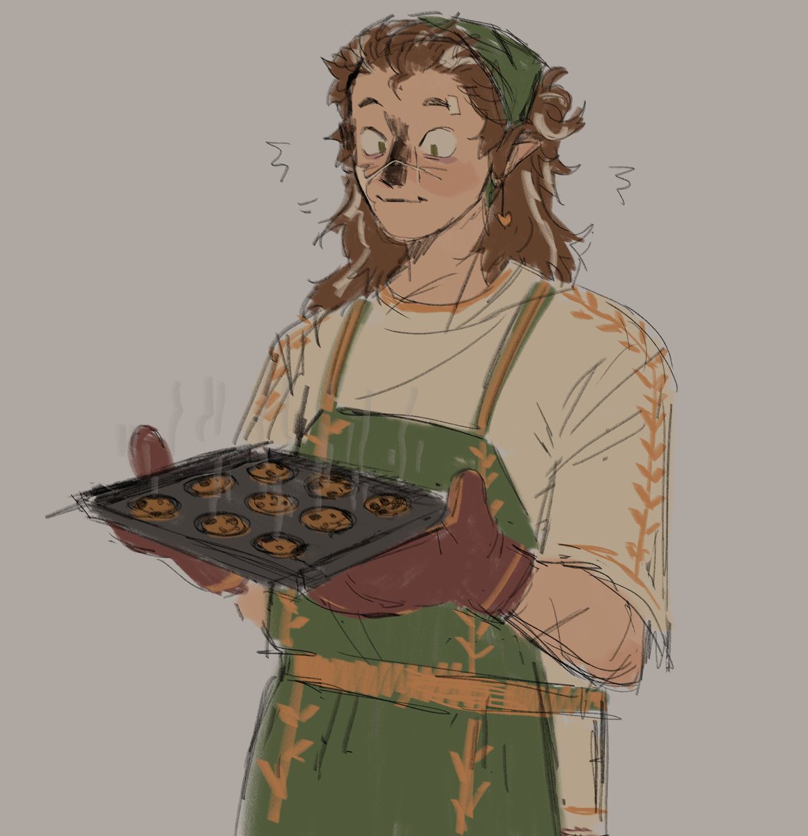 cookie solo 1boy brown hair apron male focus food  illustration images