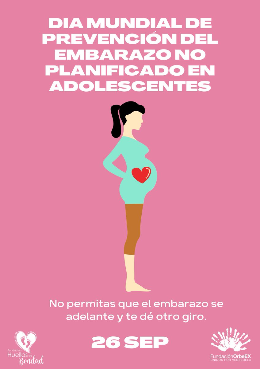 Hoy se celebra el Día Mundial de Prevención del Embarazo no Planificado en Adolescentes, el cual tiene como objetivo  educar a los jóvenes del mundo sobre métodos anticonceptivos eficaces y su importancia.

#embarazo #Efemerides #precoz