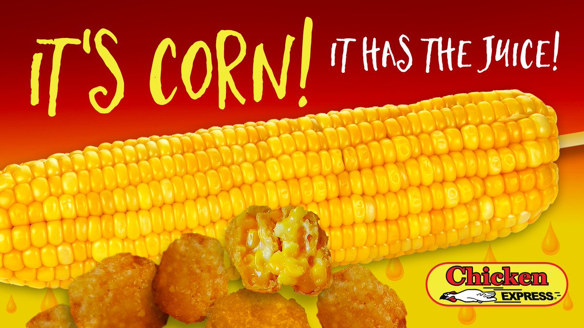 Chicken_Express's tweet photo. What's your favorite #ChickenE side? It's very hard to choose, but if we had to, we'd agree with Tariq aka #CornKid - for us, #ItsCorn! Specifically, our juicy, #Corntastic corn on the cob OR our crispy & sweet #CornNuggets.🌽😍 Comment your favorite Chicken E side below? ⬇️ https://t.co/Vo0V91fe11