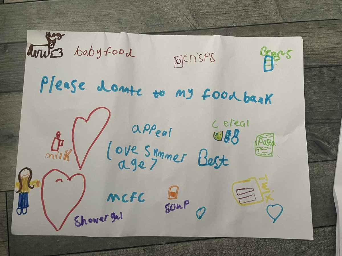 She came out of school asking to help the local food banks again 😭 her last collection was amazing. Any RTs or support would be great ! <a href="/Bidefordcommun1/">Bidefordcommunitycentre</a> <a href="/ManCity/">Manchester City</a> #wythenshawe @CD_WCHG
