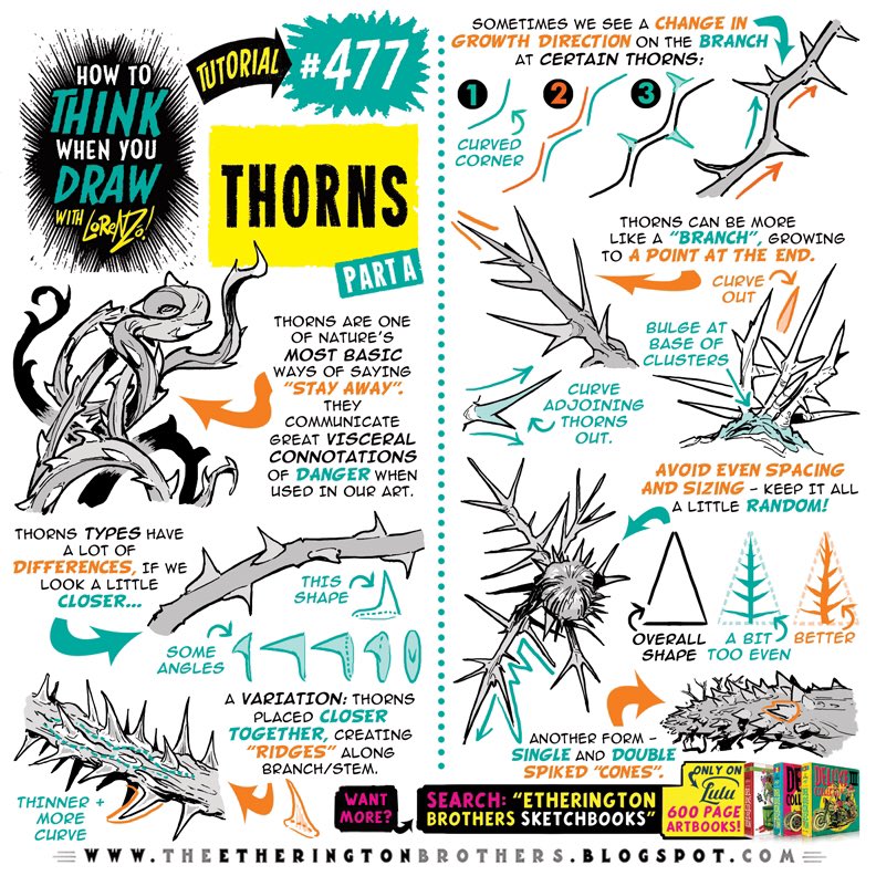 EtheringtonBros's tweet image. THORNS Pt 1 from the #howtoTHINKwhenyouDRAW encyclopedia - the world’s ONLY encyclopedia of drawing tutorials, posted up FREE for EVERYONE, FOREVER, with NEW and CLASSIC tutorials coming up EVERY DAY right here only on our twitter :)
#gamedev #manga #conceptart #illustration